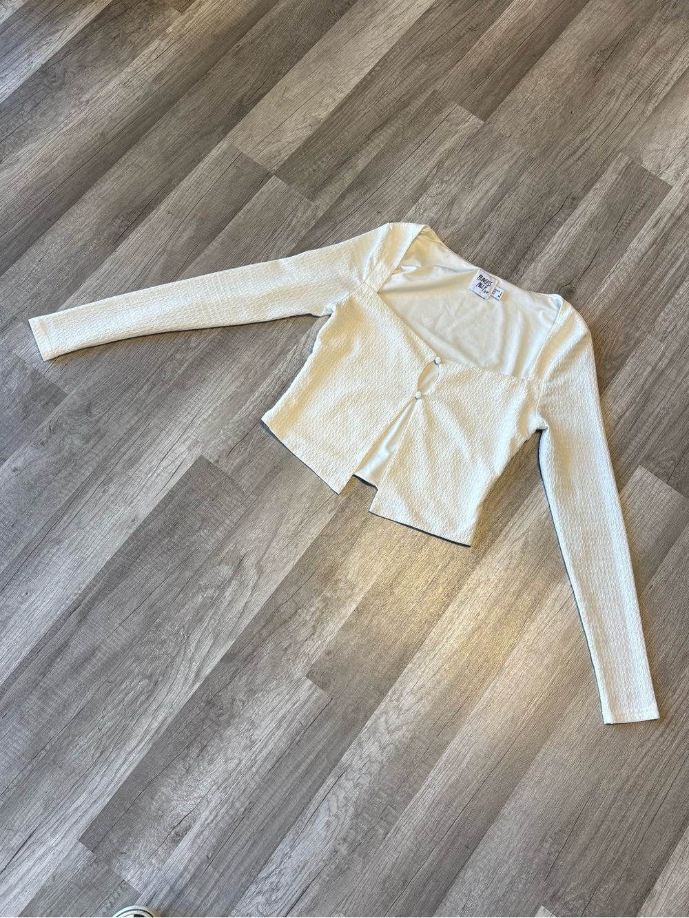 Princess Polly McCall White Long Sleeve Button Up Crop Top